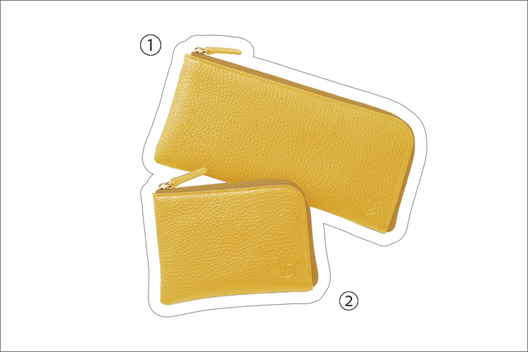 ①財布（H9.5×W20cm）、②財布（H9.5×W12.4cm）以上すべて〈CLEDRAN〉