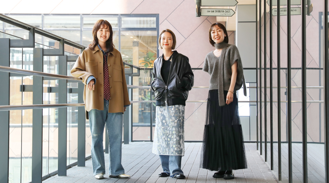 FRAMeWORK プレス 豊田さん、Spick & Span プレス 森田さん、NOBLE ウェブビジュアルコーディネーター 林さん