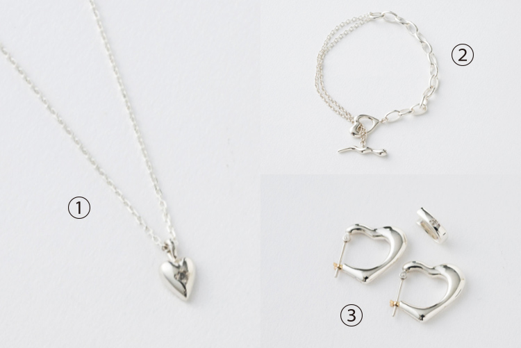 ＜Jouete＞winter限定「blanche」ネックレス、「blanche」ブレスレット、「blanche」ピアス＋ミニクリップセット